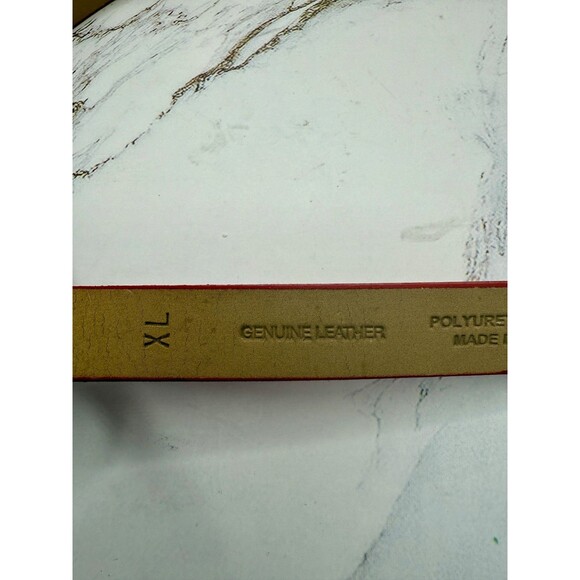St John Red Belt XL Women 3/4" Patent Leather Luxury Gold Buckle Size 38-42” NWT - Picture 11 of 12